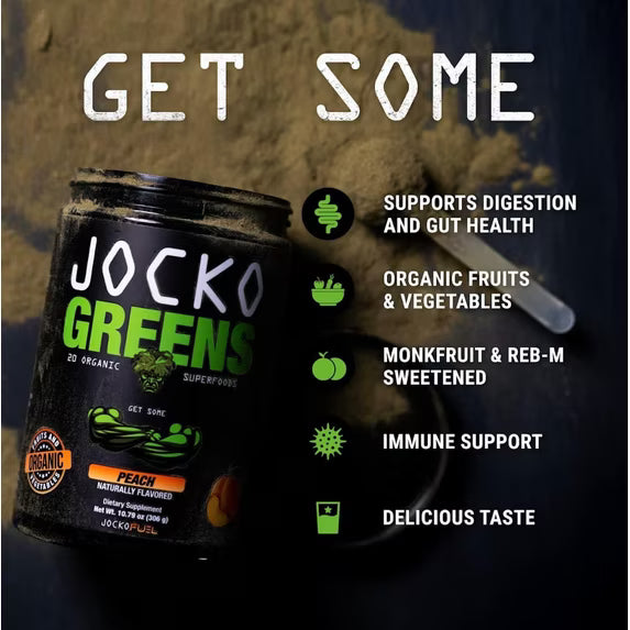 Jocko Fuel Greens Organic Superfood Powder – Peach, 30 Servings