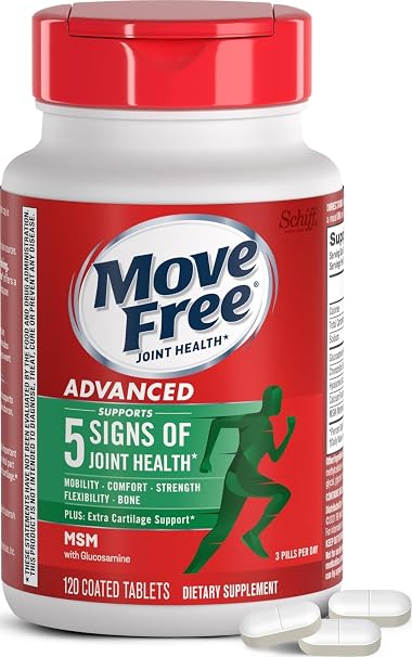 Move Free Advanced Joint Health Supplement – MSM with Glucosamine, 120 Coated Tablets