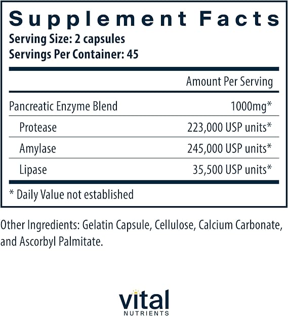 Vital Nutrients Pancreatic Enzymes – Digestive Enzyme Supplement, 90 Capsules